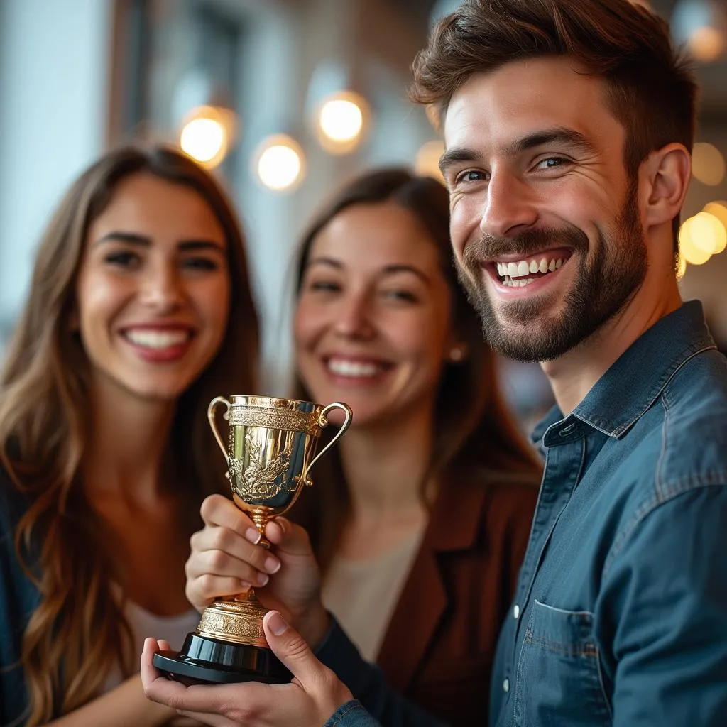Equipo celebrando premio fintech